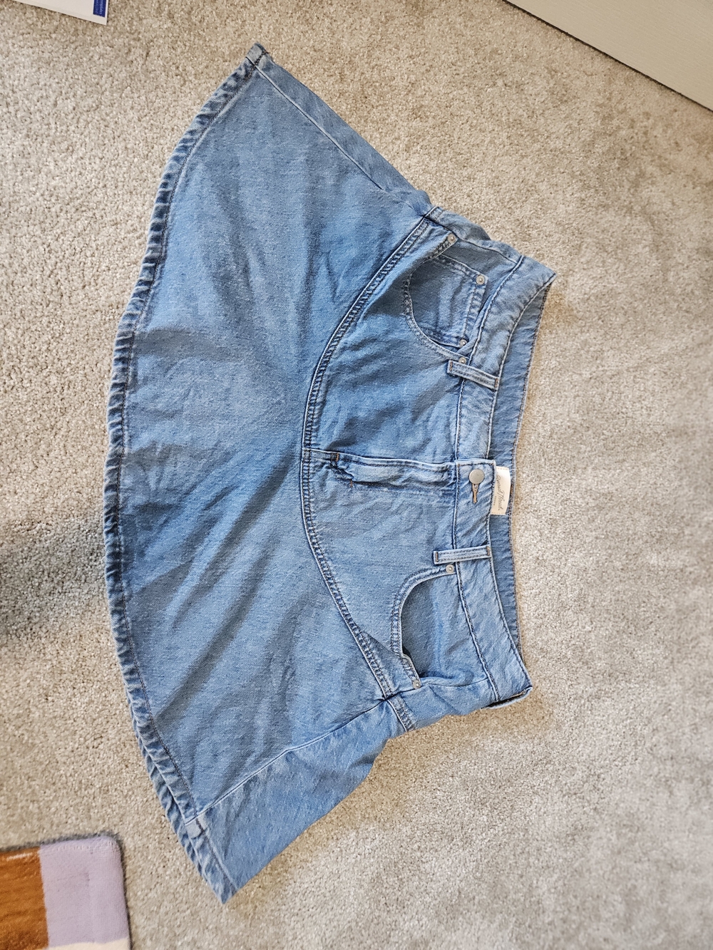 Universal Thread Light Flouncy Mini Skirt - Medium Wash